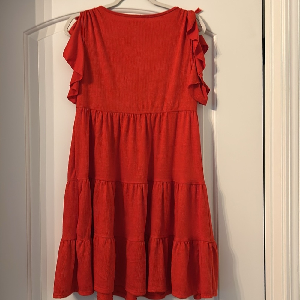 Max Studio Red Ruffle Sleeve Dress - Picture 3 of 4